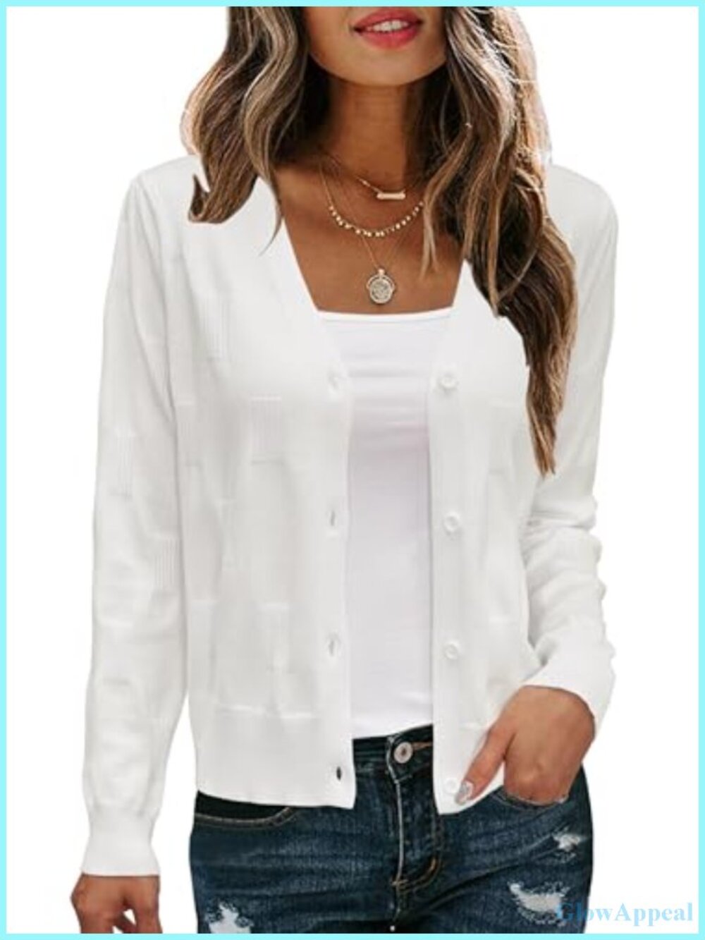 Lightweight Cropped Cardigan Sweater V-Neck Button Down Knit Shrug